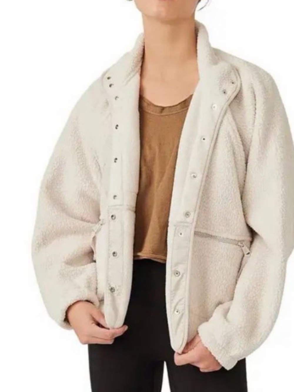 Free People Beige Hit the Slopes Jacket Size S